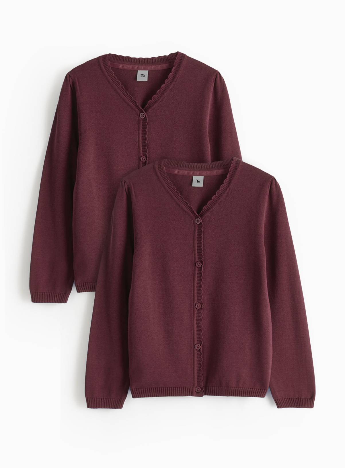 2 Pack Dark Red Knitted Cardigans 11 years - Image 1